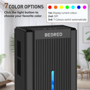 BEDRED Dehumidifier, 95Oz Capacity, Thermoelectric Cooling, Automatic Shutoff, Sleep Mode, 7-Color Ambient Light, Black, CT11