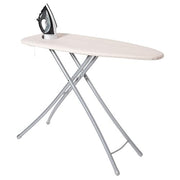 Seymour Home Products Adjustable Height Ironing Board, 18in Wide Steel Frame, 100% Cotton Cover, Iron Rest, Beige Linen, 4760224
