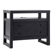 Better Homes & Gardens Ezra 2-Drawer Nightstand with USB Ports and Open Shelf, Rich Black Finish, Wood Composite, 17.99 in x 30.98 in x 25.98 in, 447318