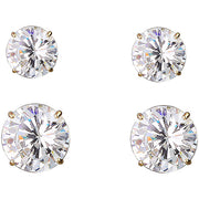 Brilliance Fine Jewelry K63015.WC 10kt Yellow Gold 6/7mm Cubic Zirconia Stud Earrings, Set of 2