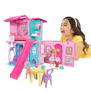 Mattel Barbie Chelsea Pop-Up Dollhouse with 5 Play Areas, 15+ Accessories, Small Doll and Pet Pup, Multicolor, 17 x 13 in