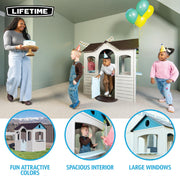Lifetime Indoor Outdoor Kids Playhouse with Two Store Windows and Farm-Style Half Doors, Durable Low-Maintenance Construction, Taupe, 46 in x 40 in x 55 in, 91431
