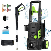 TASKBAY Electric Pressure Washer, 1800W, 5000 PSI, 3.0 GPM, Portable with 25ft Cord, 23ft Hose, 4 Nozzles, Green, C10