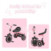 XJD 5-in-1 Toddler Bike with Adjustable Seat and Handlebar, Steel Frame, Pink, Ages 2-5 Years, HM-818