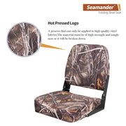 Seamander Marine Grade Camo Fishing Boat Seat, Low Back, Heavy-Duty Vinyl, Aluminum Frame, 2 Pack BS101CA(A)-2
