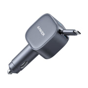 Anker Nano 75W Retractable USB-C Car Charger, 45W Built-In Cable, 30W USB-C Port, Gray