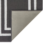 YMF Carpets Inc. Tufted Runner Rug 2-Piece Set, Double Line Border, Washable, Non-Slip TPR Backing, Blue and Light Grey, 26 x 45 & 26 x 60 Inches, YMA023393