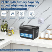 Garsheon Electric Cordless Heated Lunch Box, 24,000mAh Battery, 5.1-Cup Capacity, 5-Side Even Heating, Stainless Steel, Leakproof Design
