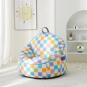 IDEA NUOVA INC WK660838 Room Revival Compressed Foam Bean Bag Chair for Kids, Rainbow Checkerboard, 24 in x 27 in x 26 in