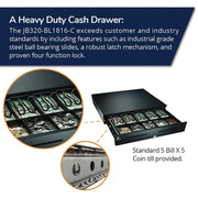 APG Series 4000 Heavy Duty Cash Drawer, MultiPRO 320 Interface, Printer Driven, Black, 18 in, JB320-BL1816-C