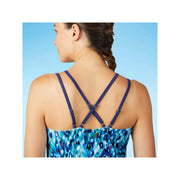 Free Country Cascading Double Strap Cut Out Blouson Tankini Top - Cascading Caribbean - XL