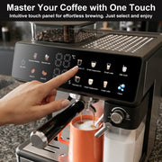 Bluebow 20-Bar Espresso Machine with Built-In Burr Grinder, Automatic Milk Frother, Touchscreen, All-in-One Coffee Maker for Home and Office, CM5710
