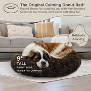 Best Friends by Sheri Original Calming Donut Dog and Cat Bed, Shag Faux Fur, Dark Brown, Extra Large 45in