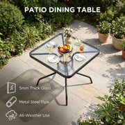 Pirecart 5-Piece Patio Dining Set with Square Glass Table and 4 Stackable Textilene Chairs, Black, BP1024