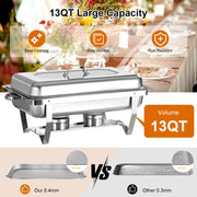 Tebru 4 Pack 13QT Chafing Dish Buffet Set, Stainless Steel - Disposable