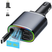 Tikland 4 in 1 Retractable 78W Fast Charger, 2.6ft