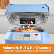 Kitchen in the Box 2lb Bread Maker with 12-in-1 Baking Programs, Auto Fruit Nut Dispenser, 13-Hour Delay Timer, Nonstick Pan, Baby Blue, KBM18