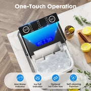 Edx Countertop Ice Maker Portable, 26.5 lb Output, 2L Water Tank, Self-Cleaning, Bullet Ice Cubes in 6 Minutes, Includes Basket and Scoop, Black