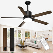 XAUJIX WM-60-JB-06-B 60 Inch Ceiling Fan with Lights and Remote Control, 6-Speed Silent Reversible Motor for Indoor Outdoor Use