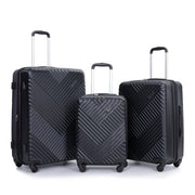 Travelhouse TH23088BK 3 Piece Hardshell Expandable Luggage Set, Black