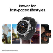 Samsung Galaxy Watch8 Classic Smartwatch, 46mm Stainless Steel Case, White Silicone Band, AMOLED Display, Bluetooth, SM-L505U