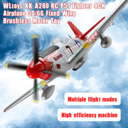 Areyourshop WLtoys XK A280 RC P51 Fighter Airplane, 4CH, Brushless 1806 Motor, 3D/6G Fixed Wing, Silver