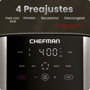 Chefman TurboFry 6-Quart Digital Air Fryer with Touch Controls, 4 Cooking Functions, Stainless Steel, RJ38-SS-6T-WM