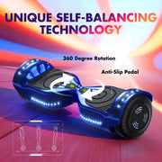 TCDJTC LBW12A Hover Off Road Board Electric Scooter with LED Lights & 400W Motor, Kids Scooter with 9MPH Max Speed, Blue