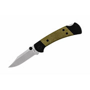 Buck Knives 112 Ranger Sport Folding Pocket Knife, 3in S30V Stainless Steel Clip-Point Blade, Green Micarta Handle, Aluminum Frame, Deep Carry Pocket Clip, BU112GRS5