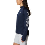 Columbia Tidal Tee 1/4 Zip Women's Long Sleeve Shirt, Omni-Wick Moisture Management, UPF 50 Sun Protection, Glaze Green White Logo, Large, 198779