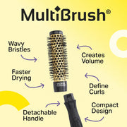 Olivia Garden MultiBrush Hot-Air Brush, Detachable 46mm Ceramic Thermal Barrel, Tourmaline Ion-Charged Bristles, Large Airflow Vents, Ergonomic Handle, 5-Piece Kit, 710-MBKP46