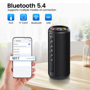 Xinwld M17B Portable Bluetooth Speaker, Bluetooth 5.4, 20W HD Stereo Sound, 20H Playtime, IPX7 Waterproof, Black