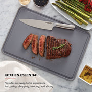 KitchenAid Classic Nonslip Plastic Cutting Board with Perimeter Trench, Reversible, Dishwasher Safe, White and Gray, 12x18 in, KE703NOSMGA