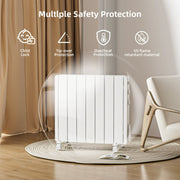 BREEZEHEAT AH002 1500W Electric Wall/Freestanding Aluminium Radiator Heater (Knob Control) - White