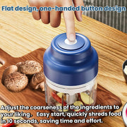 Fazipu Electric Garlic Chopper Mini, 320 ml Capacity, 6 Stainless Steel Blades, Cordless Rechargeable Food Processor, Blue, tunmei073