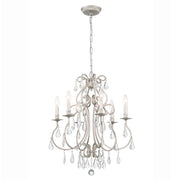 Crystorama Ashton Six Light Chandelier with Hand Cut Modern Pendalogue Crystals, Olde Silver Finish, 21.5 in W x 27 in H, 5016-OS-CL-MWP