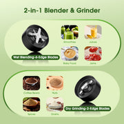 ONSON Portable Smoothie Blender, 1200W High-Speed Motor, Dual-Blade Base, 3 Interchangeable Cups, Pulse and Spin Modes, Black