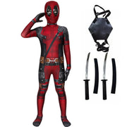Litotail Kids Boys Deadpool Superhero Costume Cosplay Bodysuit Halloween Outfits, Red 150(10-12)