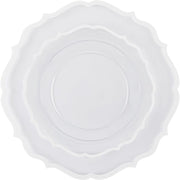 PLASTICPRO Disposable Plates Combo Set, 32 Pack, 16 10-Inch Dinner Plates, 16 7.5-Inch Salad Plates, Clear and White Contemporary Design, Heavy Duty, BPA Free