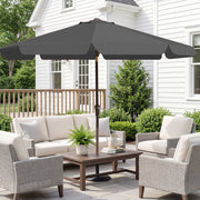 FUNDAZE 9ft Outdoor Patio Umbrella, Heavy Duty Round Sunshade, Tilt & Crank Mechanism, Gray
