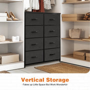 CONCETTA 8-Drawer Fabric Dresser with Adjustable Feet, Waterproof Wooden Surface, Black