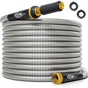 TITAN PD-31831 Garden Hose 75FT - 304 Stainless Steel Metal Water Hose, Flexible, Kink-Free, Lightweight