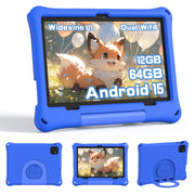 Callsky Kids Tablet, 10.1 Inch IPS HD Display, Android 15, Octa-Core Processor, 12GB RAM, 64GB Storage, Protective Case, Green
