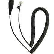 Jabra Quick Disconnect Coiled Cord, Modular RJ-10, 6.6 ft, Black, 8800-01-37