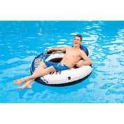 Intex River Run Inflatable Floating Water Tube Raft, 2 Pack, Blue, Vinyl, Adult Size, 53 in