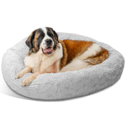 Best Friends by Sheri Original Calming Donut Dog and Cat Bed, Lux Faux Fur, Gray, Extra Large 45in, 4900