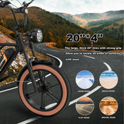 Colorway BLACK ORANGE-48V/15Ah Electric Bike for Adults 750W Battery 20X4.0 Fat Tire Off-Road E bike