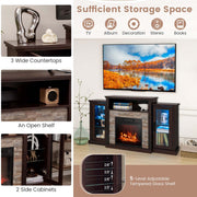 Costway FP10181US-CF Fireplace TV Stand with Led Lights & 18
