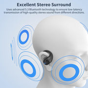 TPUFO Open Ear Wireless Earbuds with Active Noise Cancelling Mic, HiFi Stereo Sound, 48H Playtime, IP54 Waterproof, Black, X18