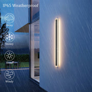 Ralbay Outdoor Wall Light 2 Pack, 47.2In Linear LED Sconce, 3000K Warm White, 35W, IP65 Waterproof, Matte Black